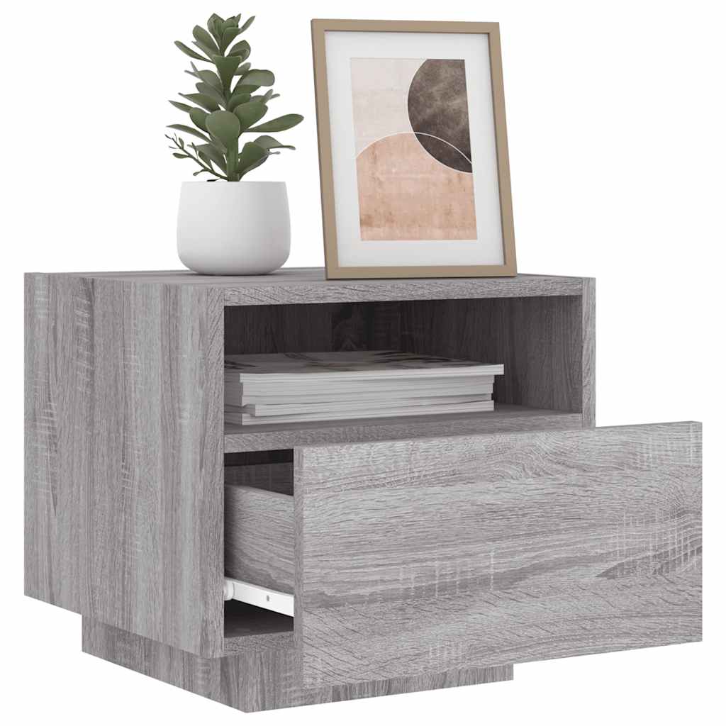 Κομοδίνο με Φώτα LED Γκρι Sonoma 40 x 39 x 37 εκ.