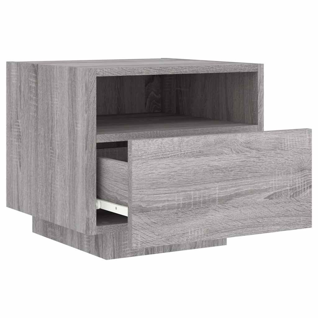 Κομοδίνο με Φώτα LED Γκρι Sonoma 40 x 39 x 37 εκ.