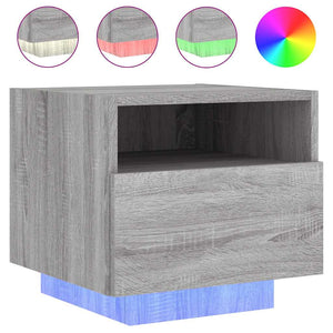 Κομοδίνα με Φώτα LED 2 τεμ. Γκρι Sonoma 40 x 39 x 37 εκ.