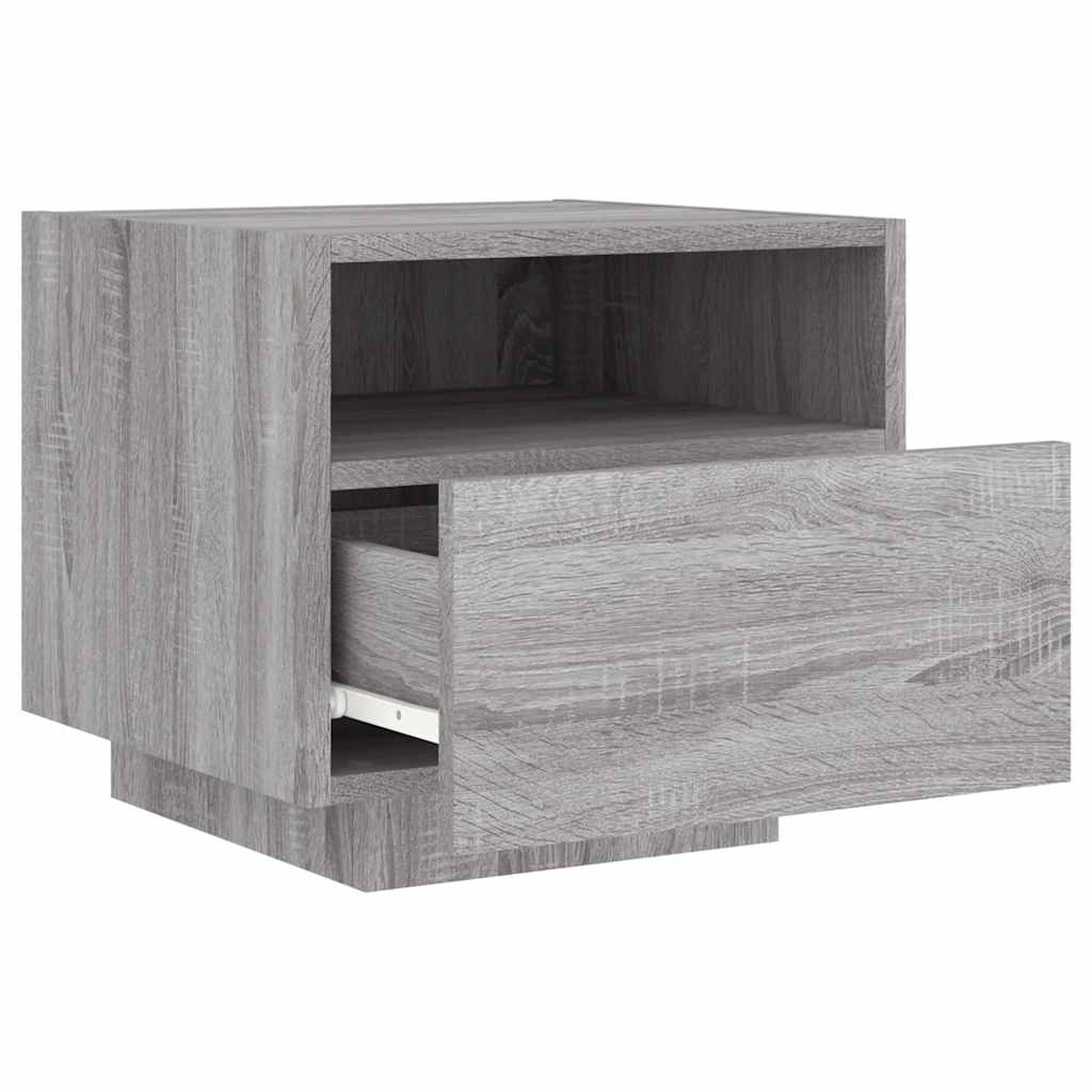 Κομοδίνα με Φώτα LED 2 τεμ. Γκρι Sonoma 40 x 39 x 37 εκ.