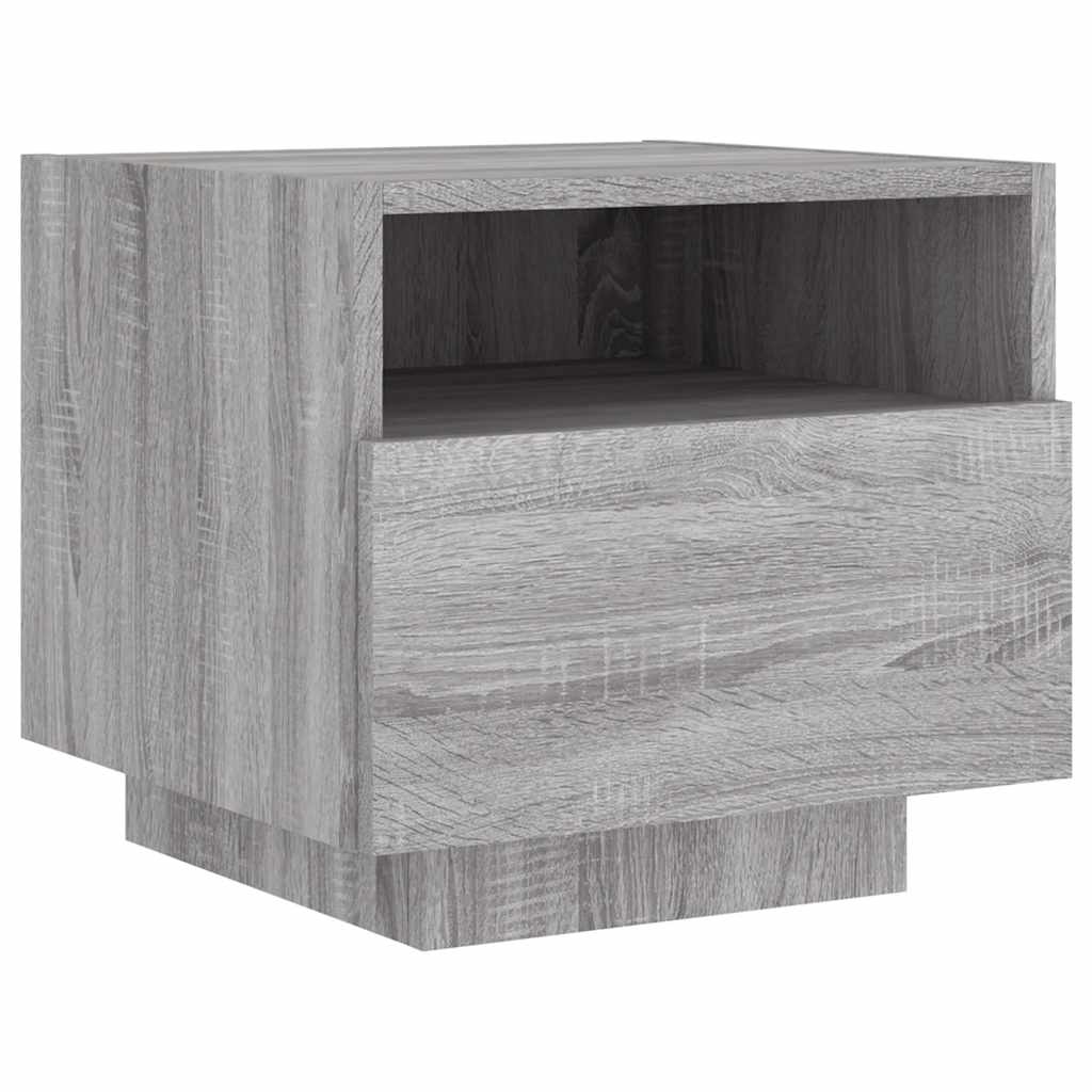 Κομοδίνα με Φώτα LED 2 τεμ. Γκρι Sonoma 40 x 39 x 37 εκ.