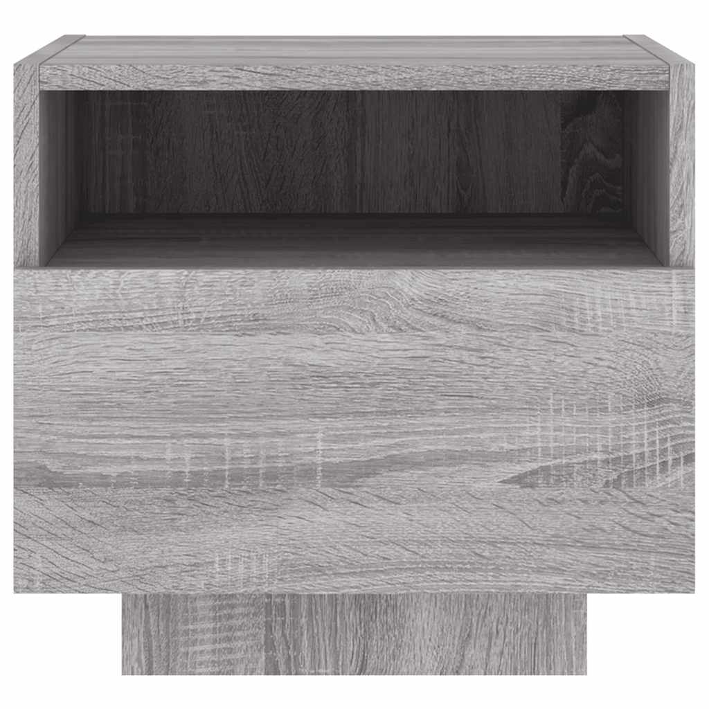 Κομοδίνα με Φώτα LED 2 τεμ. Γκρι Sonoma 40 x 39 x 37 εκ.