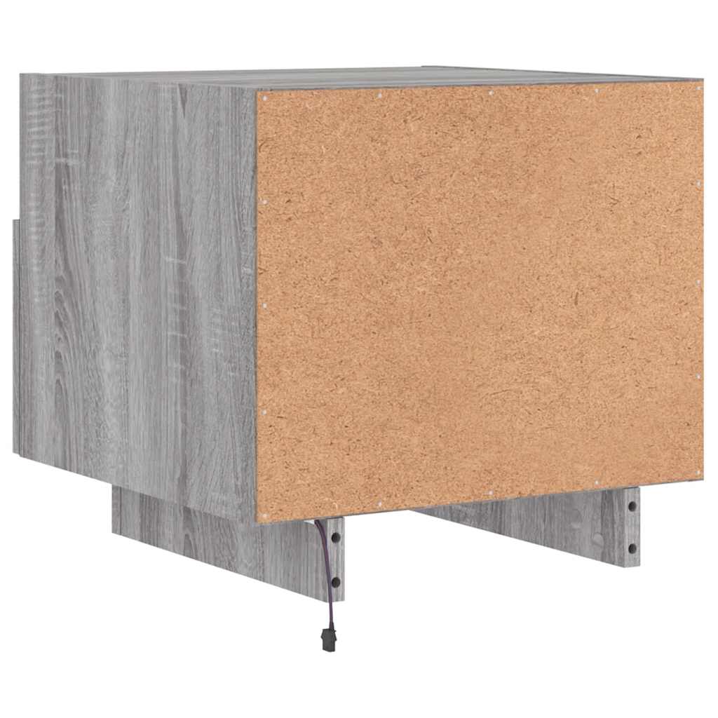 Κομοδίνα με Φώτα LED 2 τεμ. Γκρι Sonoma 40 x 39 x 37 εκ.