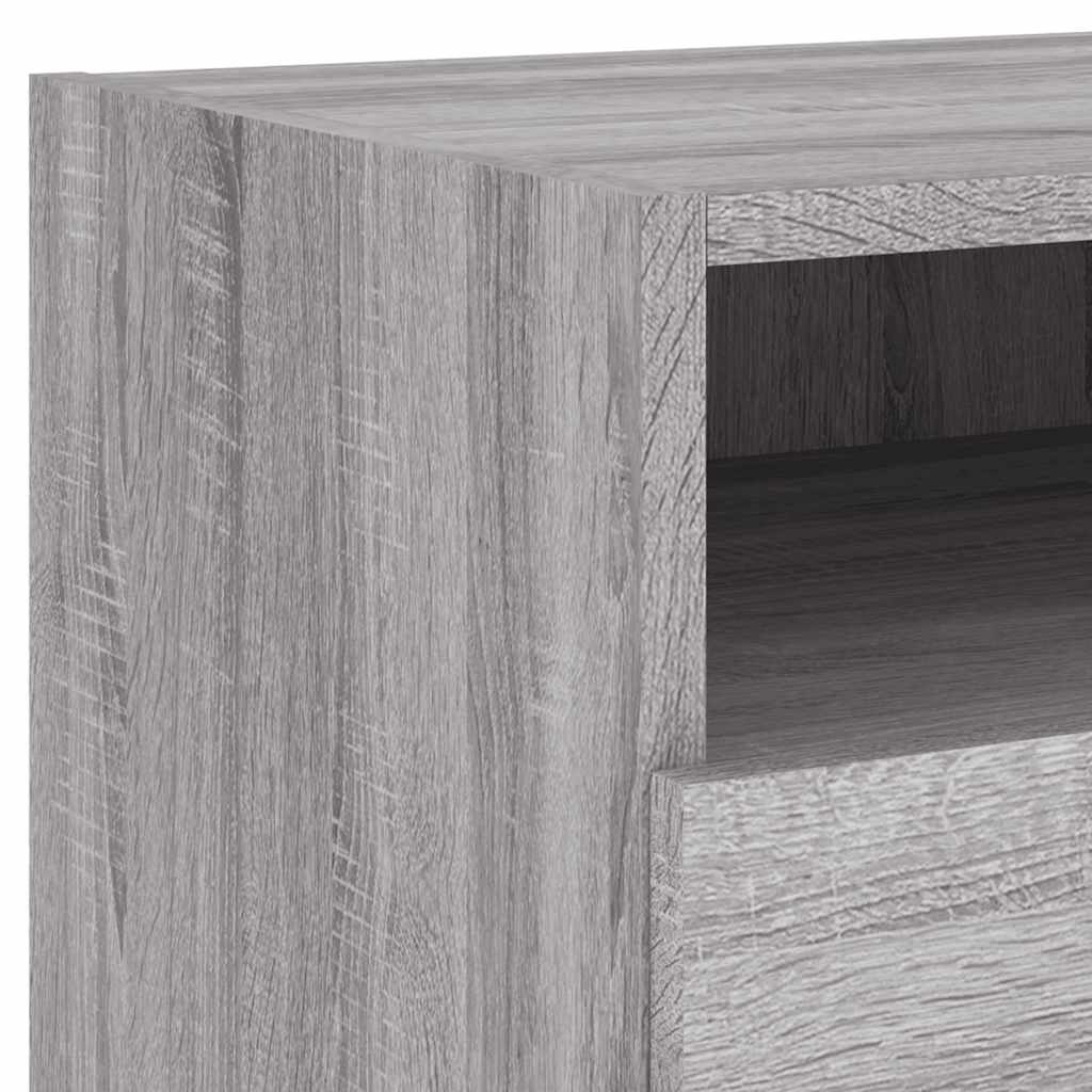 Κομοδίνα με Φώτα LED 2 τεμ. Γκρι Sonoma 40 x 39 x 37 εκ.