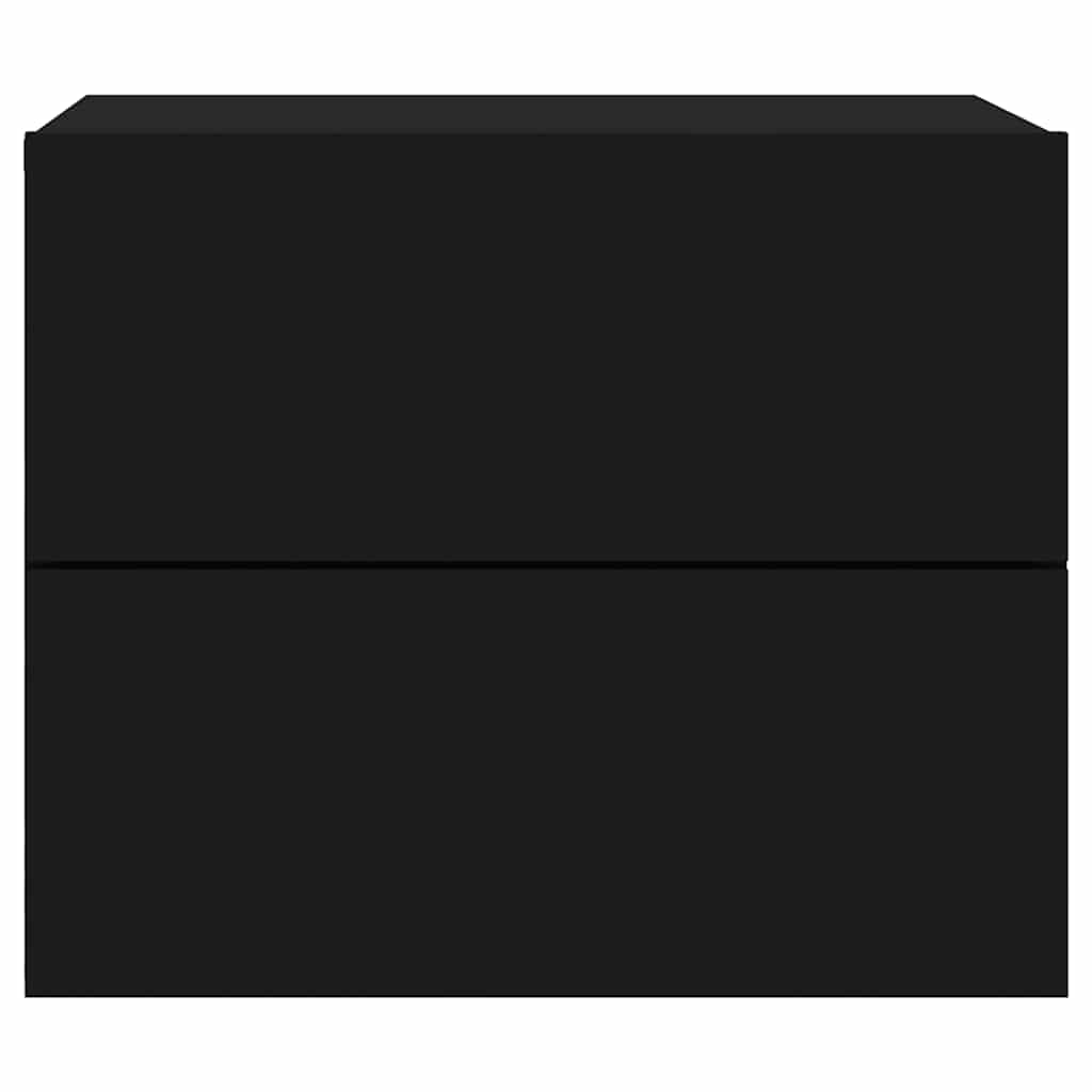 Κομοδίνα Επιτοίχια με Φώτα LED 2 τεμ. Μαύρα - Pakobazaar