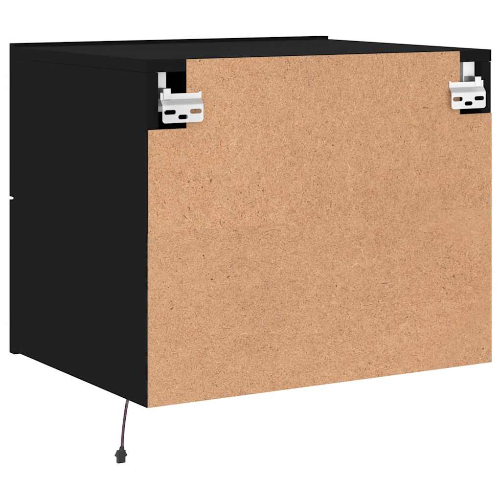 Κομοδίνα Επιτοίχια με Φώτα LED 2 τεμ. Μαύρα - Pakobazaar