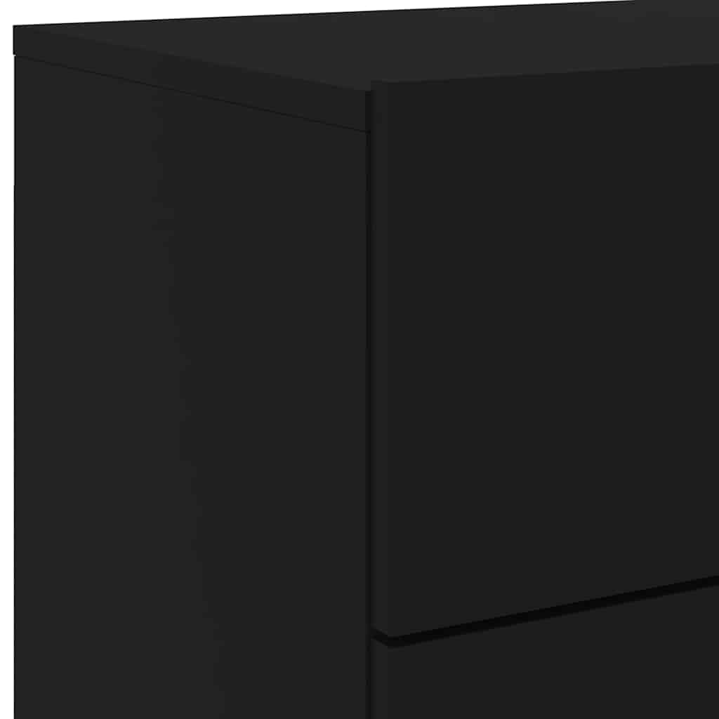 Κομοδίνα Επιτοίχια με Φώτα LED 2 τεμ. Μαύρα - Pakobazaar