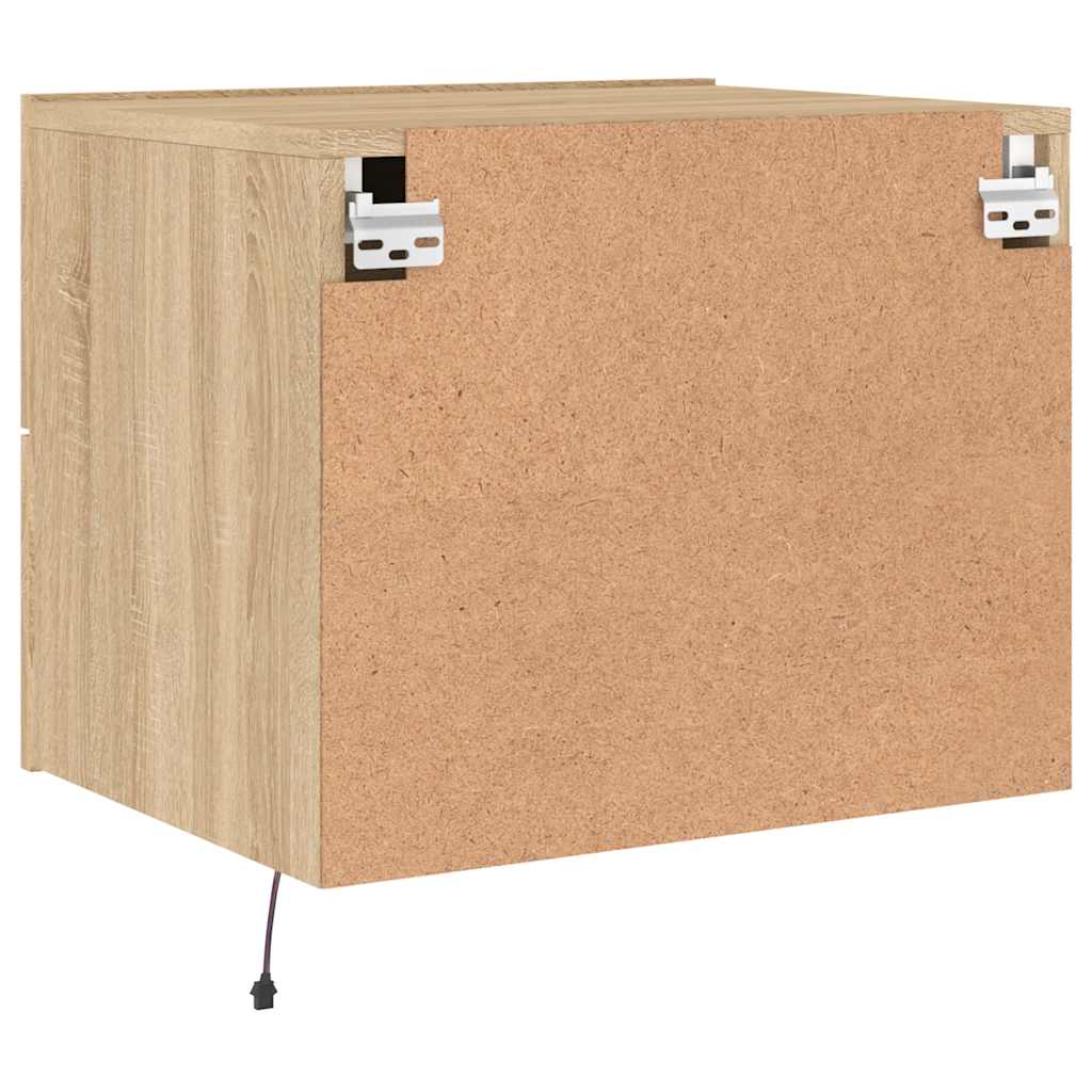 Κομοδίνο Επιτοίχιο με Φώτα LED Sonoma Δρυς - Pakobazaar