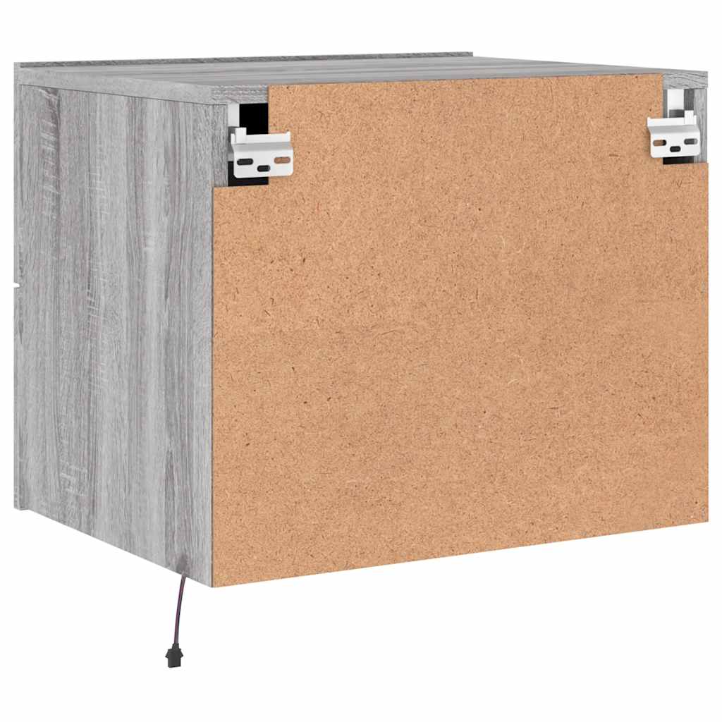 Κομοδίνο Επιτοίχιο με Φώτα LED Γκρι Sonoma - Pakobazaar