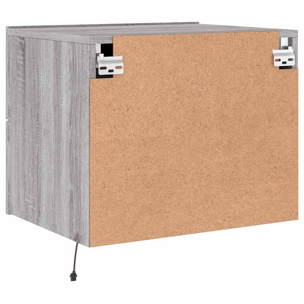 Κομοδίνα Επιτοίχια με Φώτα LED 2 τεμ. Γκρι Sonoma - Pakobazaar