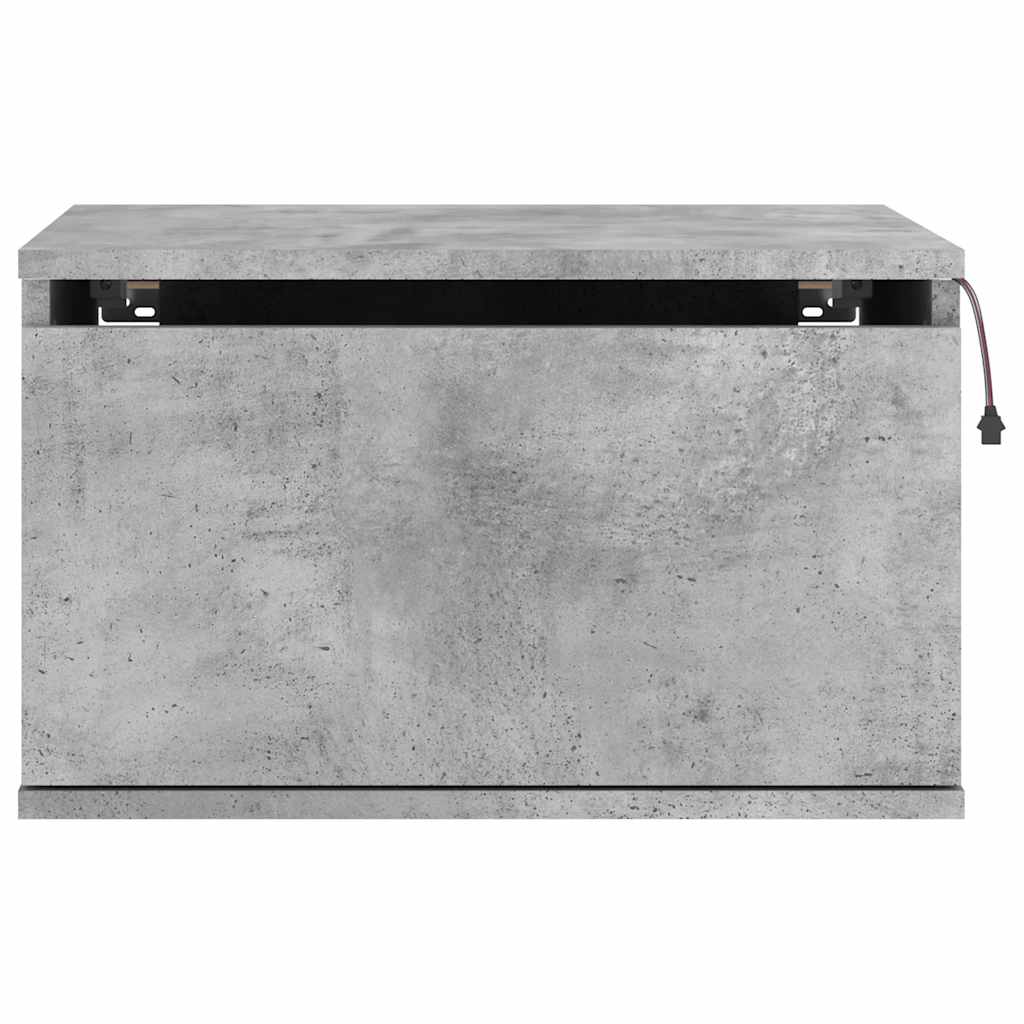 Κομοδίνα Επιτοίχια με Φώτα LED 2 τεμ. Γκρι Σκυροδέματος - Pakobazaar