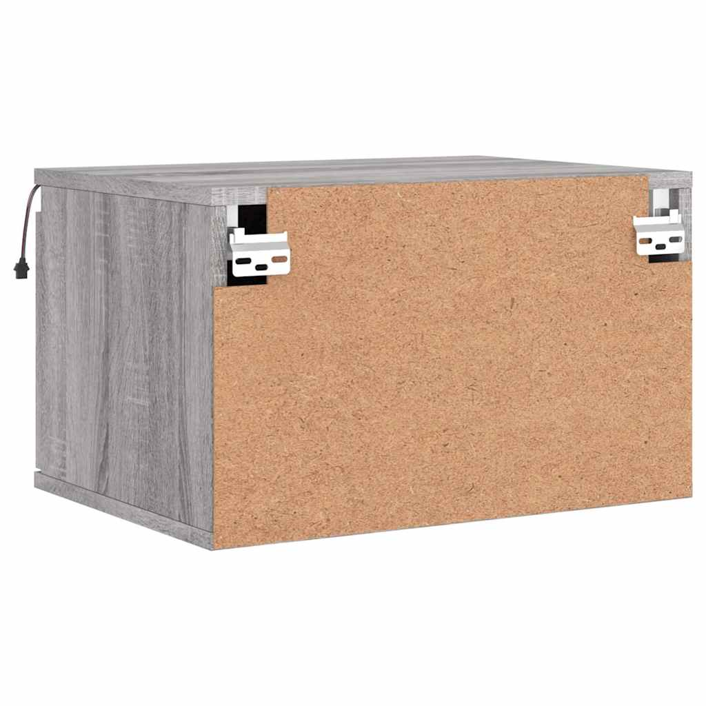 Κομοδίνα Επιτοίχια με Φώτα LED 2 τεμ. Γκρι Sonoma - Pakobazaar