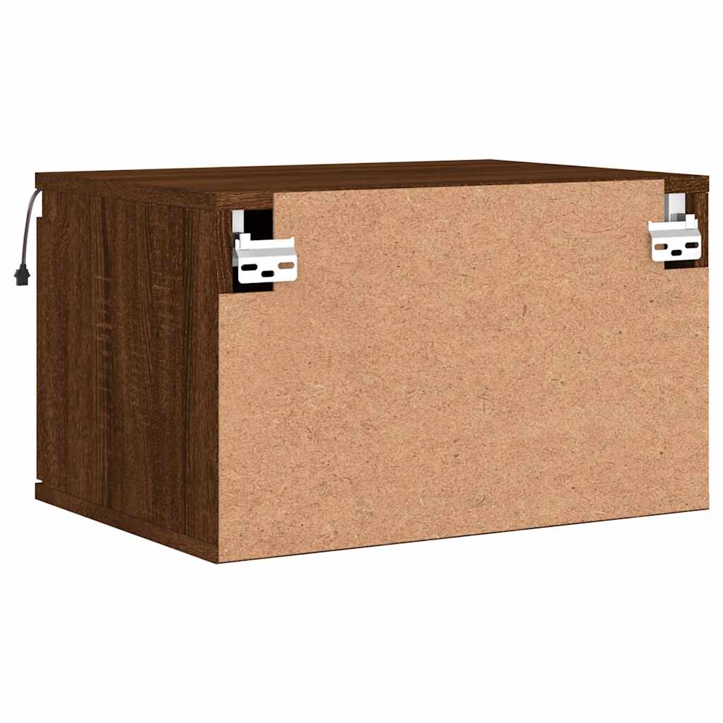 Κομοδίνα Επιτοίχια με Φώτα LED 2 τεμ. Καφέ Δρυς - Pakobazaar