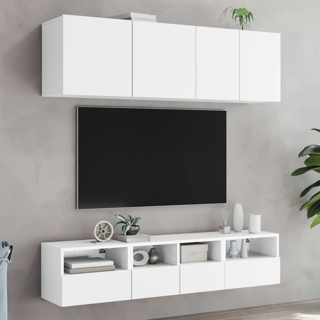 Έπιπλα Τοίχου Τηλεόρασης 2 τεμ. Λευκά 40x30x30 εκ. Επεξ. Ξύλο
