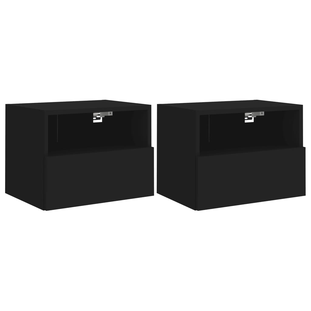 Έπιπλα Τοίχου Τηλεόρασης 2 τεμ. Μαύρα 40x30x30 εκ. Επεξ. Ξύλο