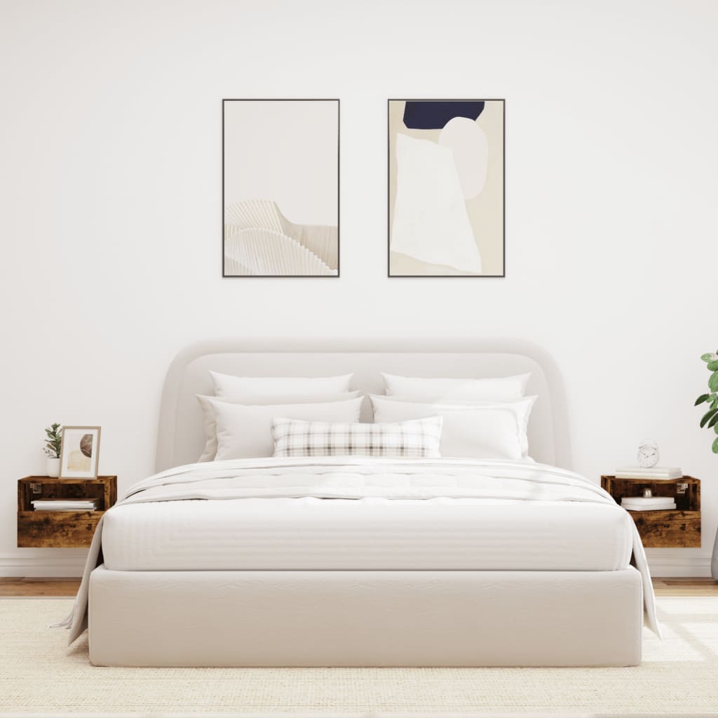 Έπιπλα Τοίχου Τηλ. 2 τεμ. Καπνιστή Δρυς 40x30x30εκ Επεξ.Ξύλο - Pakobazaar