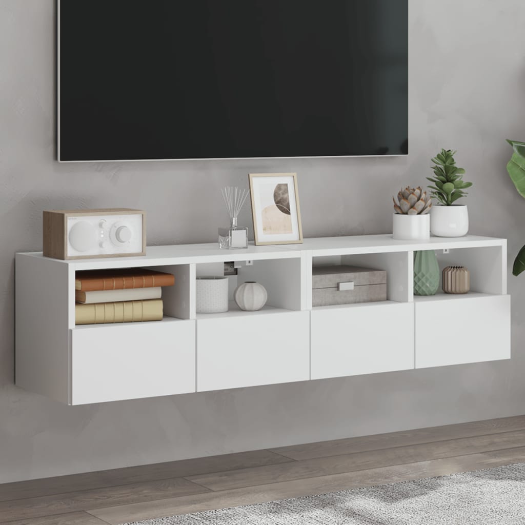 Ντουλάπια Τοίχου Τηλεόρασης 2 Τεμ. Λευκά 60x30x30εκ. Επεξ. Ξύλο - Pakobazaar
