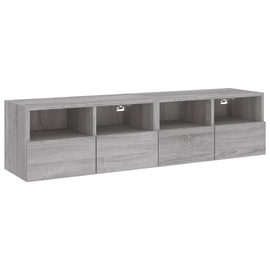 Έπιπλα Τοίχου Τηλεόρασης 2τεμ Γκρι Sonoma 60x30x30εκ Επεξ. Ξύλο - Pakobazaar