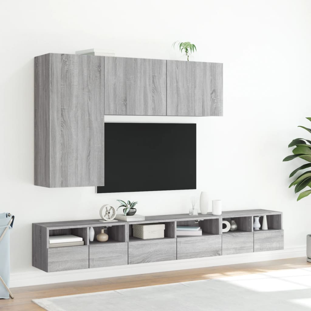 Έπιπλα Τοίχου Τηλεόρασης 2τεμ Γκρι Sonoma 60x30x30εκ Επεξ. Ξύλο - Pakobazaar