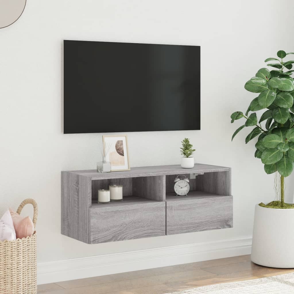 Έπιπλο Τοίχου Τηλεόρασης Γκρι Sonoma 80x30x30 εκ. Επεξ. Ξύλο