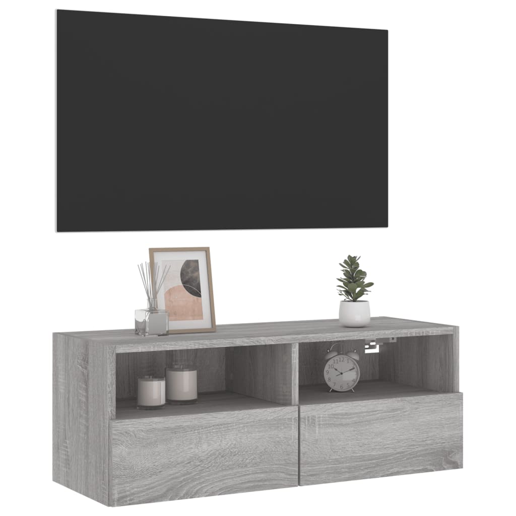Έπιπλο Τοίχου Τηλεόρασης Γκρι Sonoma 80x30x30 εκ. Επεξ. Ξύλο