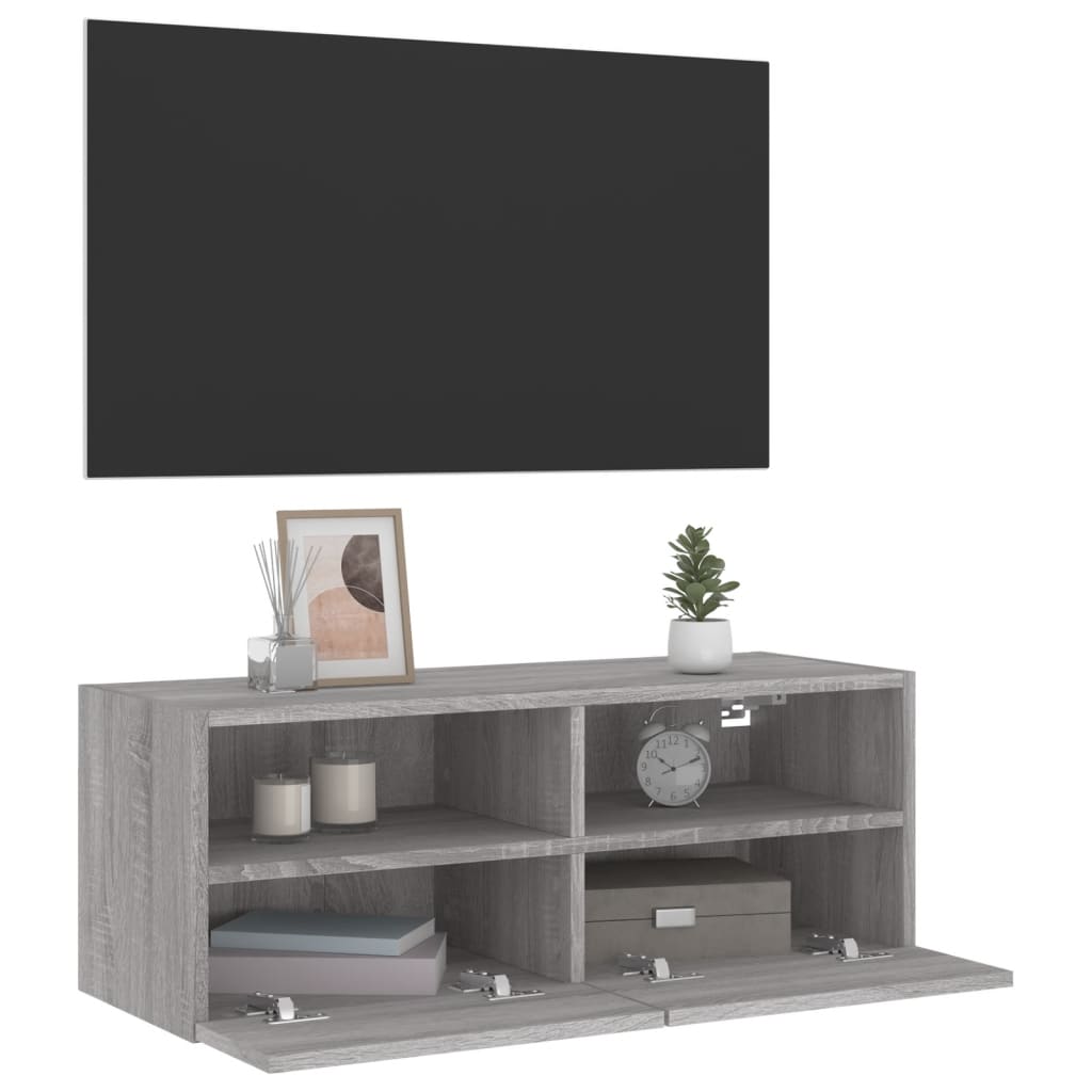 Έπιπλο Τοίχου Τηλεόρασης Γκρι Sonoma 80x30x30 εκ. Επεξ. Ξύλο