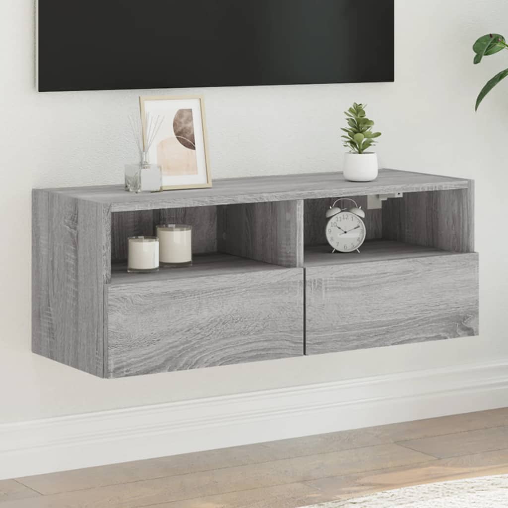 Έπιπλο Τοίχου Τηλεόρασης Γκρι Sonoma 80x30x30 εκ. Επεξ. Ξύλο