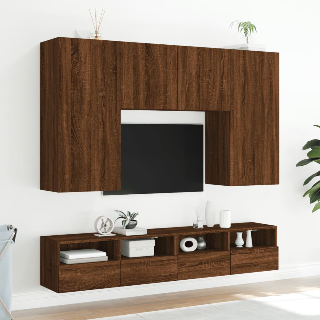 Έπιπλο Τοίχου Τηλεόρασης Καφέ Δρυς 80x30x30 εκ. Επεξ. Ξύλο