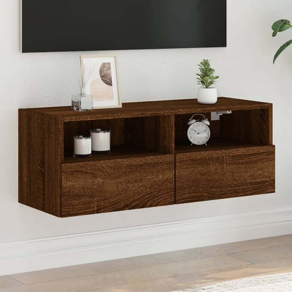 Έπιπλο Τοίχου Τηλεόρασης Καφέ Δρυς 80x30x30 εκ. Επεξ. Ξύλο