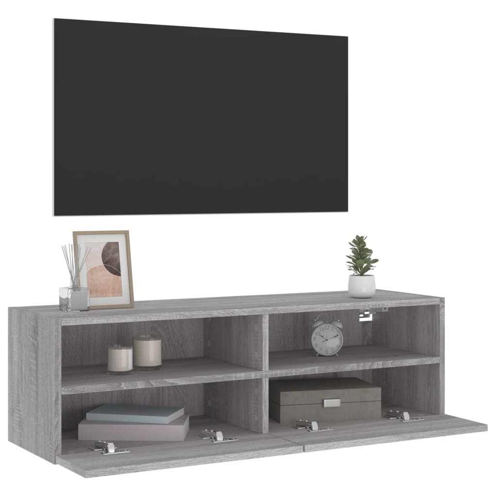 Έπιπλο Τηλεόρασης Τοίχου Γκρι Sonoma 100x30x30 εκ. Επεξ. Ξύλο
