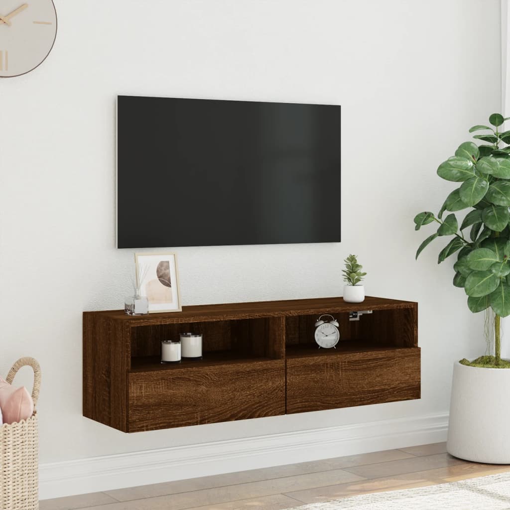 Έπιπλο Τηλεόρασης Τοίχου Καφέ Δρυς 100x30x30 εκ. Επεξ. Ξύλο