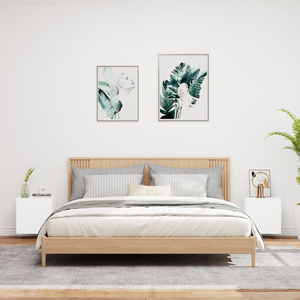 Έπιπλα Τηλεόρασης Τοίχου 2 τεμ. Λευκά 40,5x30x40 εκ. Επεξ. Ξύλο - Pakobazaar