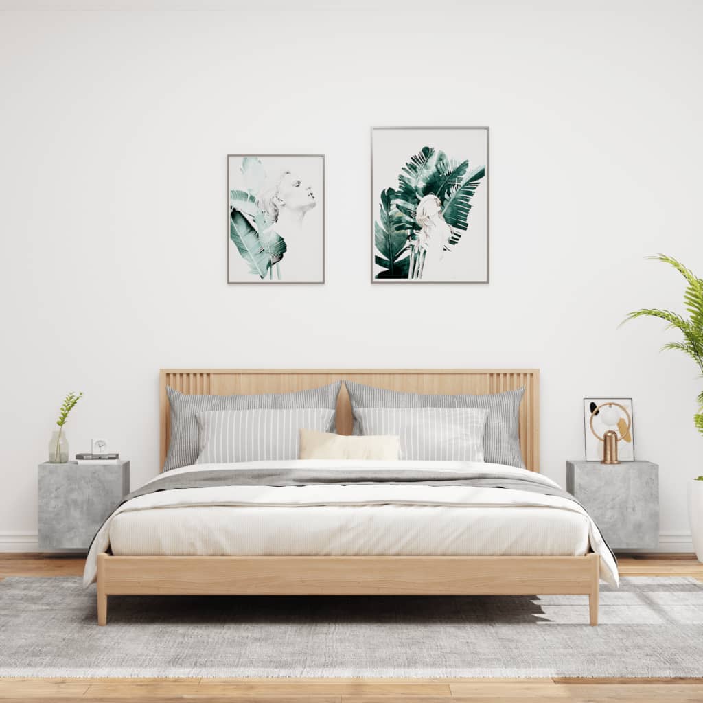 Έπιπλα Τηλεόρασης 2 τεμ. Γκρι Σκυρ. 40,5x30x40εκ Επεξ. Ξύλο - Pakobazaar