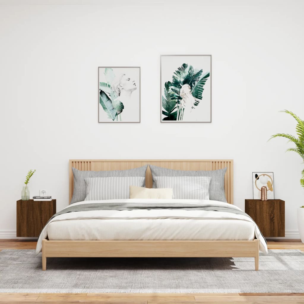 Ντουλάπια Τοίχου Τηλ. 2 τεμ. Καφέ Δρυς 40,5x30x40 εκ Επεξ.Ξύλο