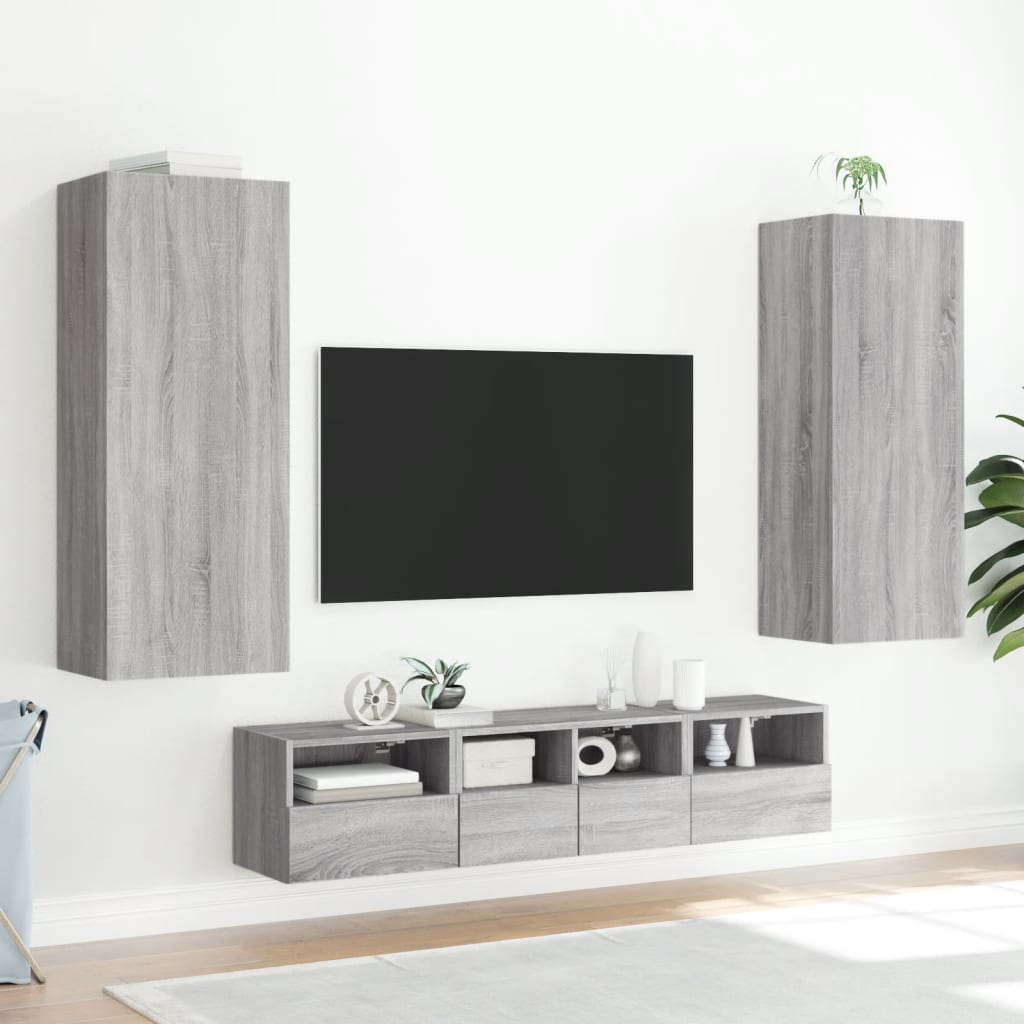 Έπιπλο Τοίχου Τηλεόρασης Γκρι Sonoma 40,5x30x102 εκ. Επεξ. Ξύλο - Pakobazaar