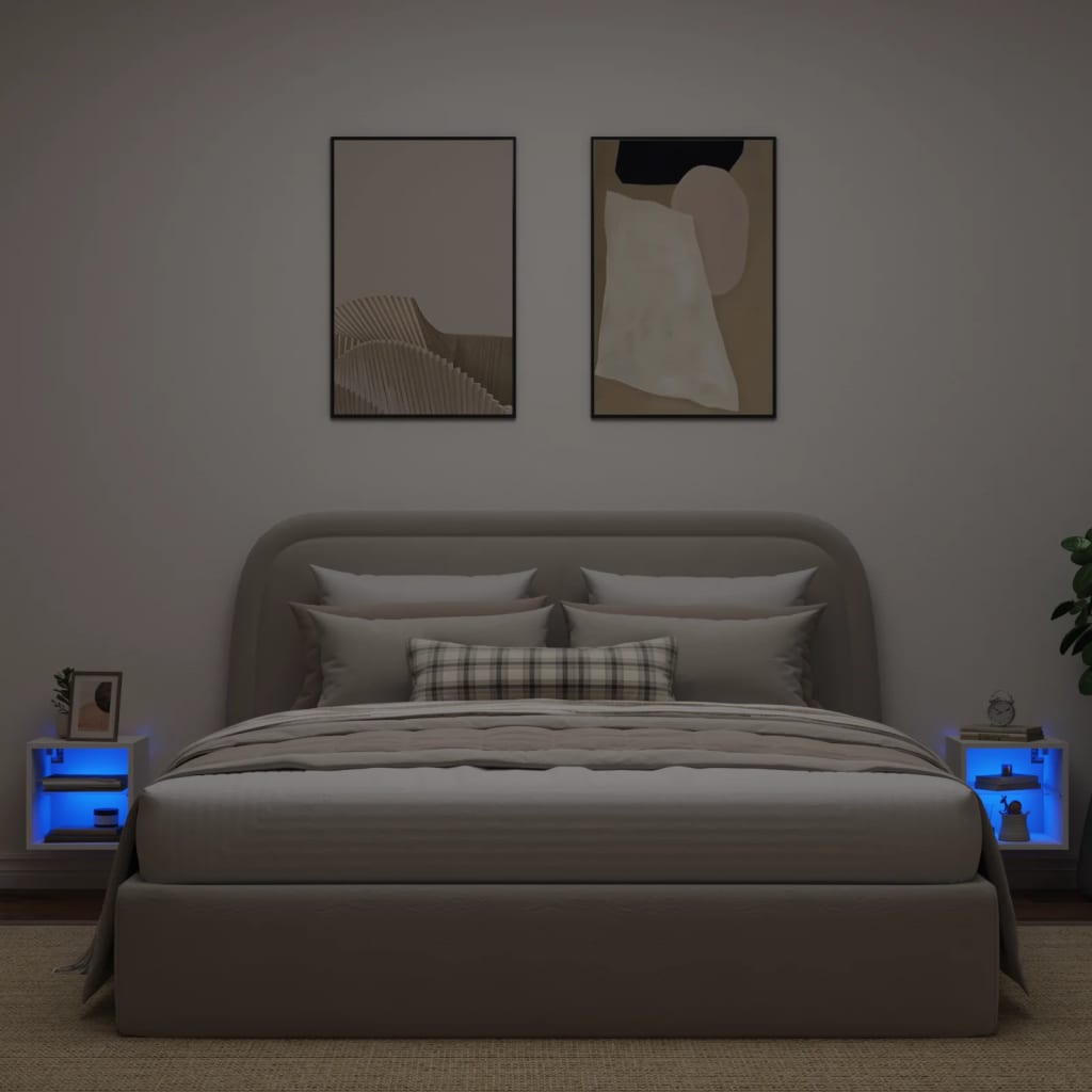 Έπιπλα Τοίχου Τηλεόρασης με LED 2 Τεμ. Λευκά 30 x 28,5 x 30 εκ. - Pakobazaar