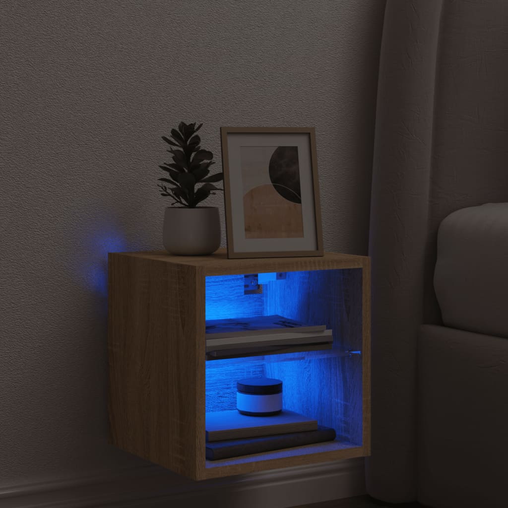 Έπιπλο Τοίχου Τηλεόρασης με LED Sonoma Δρυς 30 x 28,5 x 30 εκ. - Pakobazaar