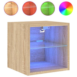 Έπιπλα Τοίχου Τηλ. με LED 2 Τεμ. Sonoma Δρυς 30 x 28,5 x 30 εκ. - Pakobazaar