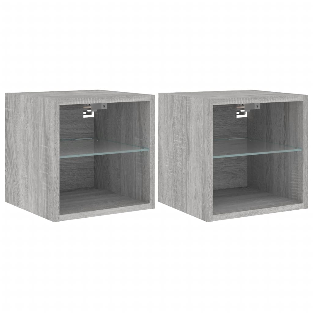 Έπιπλα Τοίχου Τηλ. με LED 2 Τεμ. Γκρι Sonoma 30 x 28,5 x 30 εκ. - Pakobazaar