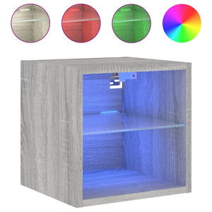 Έπιπλα Τοίχου Τηλ. με LED 2 Τεμ. Γκρι Sonoma 30 x 28,5 x 30 εκ. - Pakobazaar