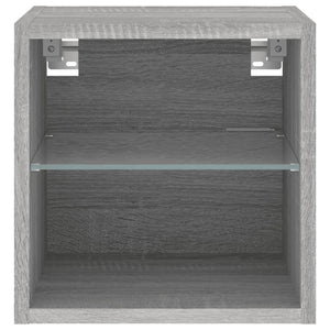 Έπιπλα Τοίχου Τηλ. με LED 2 Τεμ. Γκρι Sonoma 30 x 28,5 x 30 εκ. - Pakobazaar