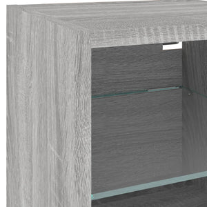 Έπιπλα Τοίχου Τηλ. με LED 2 Τεμ. Γκρι Sonoma 30 x 28,5 x 30 εκ. - Pakobazaar