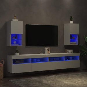 Έπιπλα Τηλεόρασης με LED 2 τεμ. Λευκά 30,5x30x60 εκ. - Pakobazaar