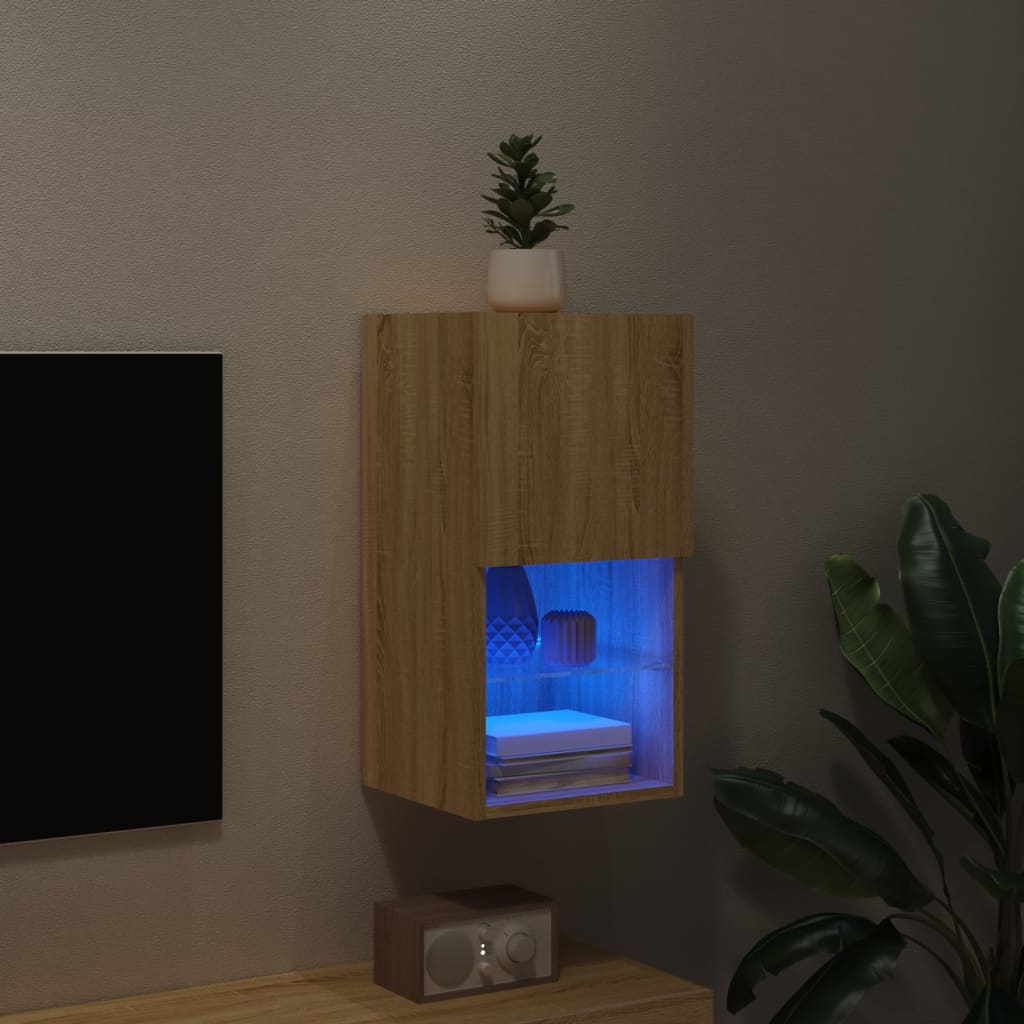 Έπιπλο Τηλεόρασης με LED Sonoma Δρυς 30,5x30x60 εκ.