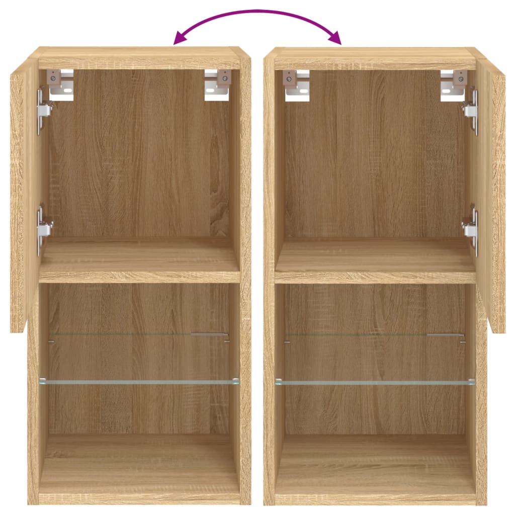 Έπιπλα Τηλεόρασης με LED 2 τεμ. Sonoma Δρυς 30,5x30x60 εκ. - Pakobazaar