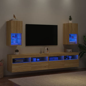 Έπιπλα Τηλεόρασης με LED 2 τεμ. Sonoma Δρυς 30,5x30x60 εκ. - Pakobazaar