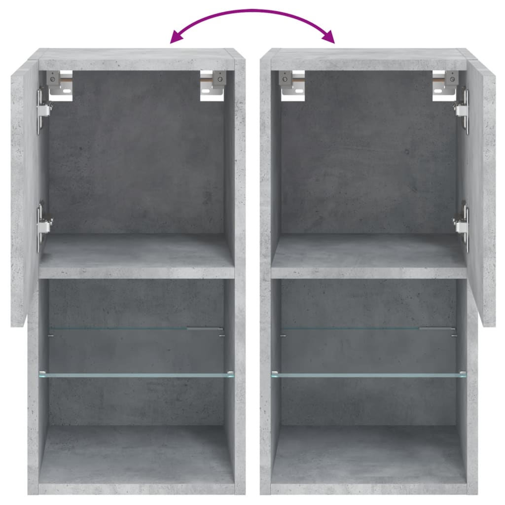 Έπιπλα Τηλεόρασης με LED 2 τεμ. Γκρι Σκυροδέματος 30,5x30x60εκ. - Pakobazaar