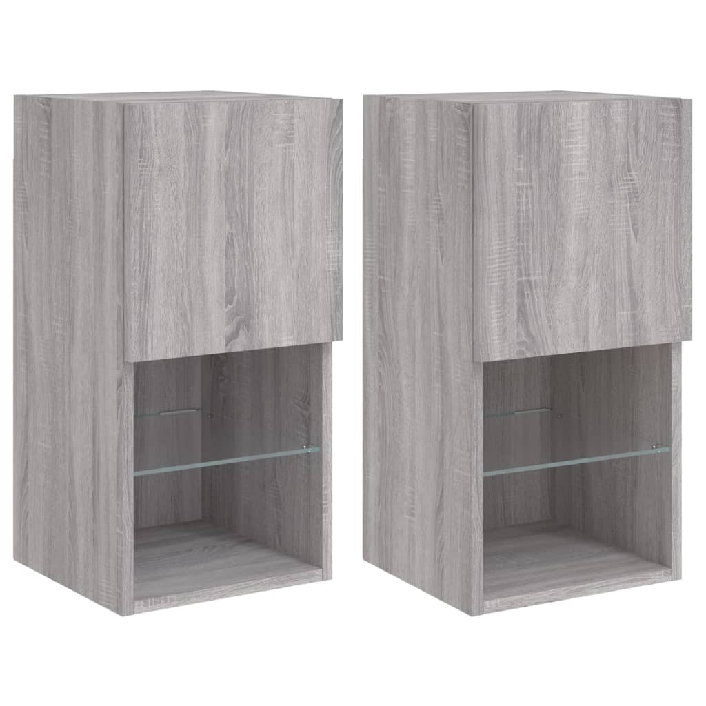 Έπιπλα Τηλεόρασης με LED 2 τεμ. Γκρι Sonoma 30,5x30x60 εκ. - Pakobazaar