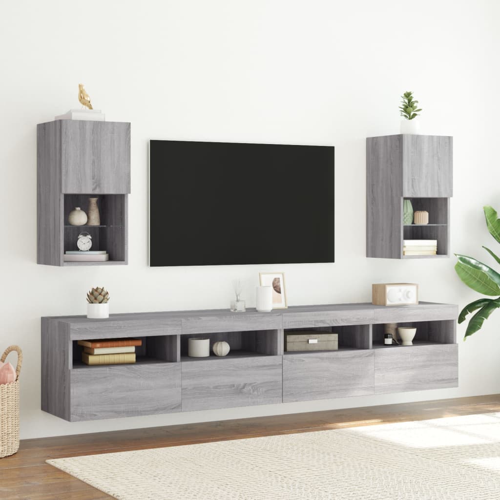 Έπιπλα Τηλεόρασης με LED 2 τεμ. Γκρι Sonoma 30,5x30x60 εκ. - Pakobazaar