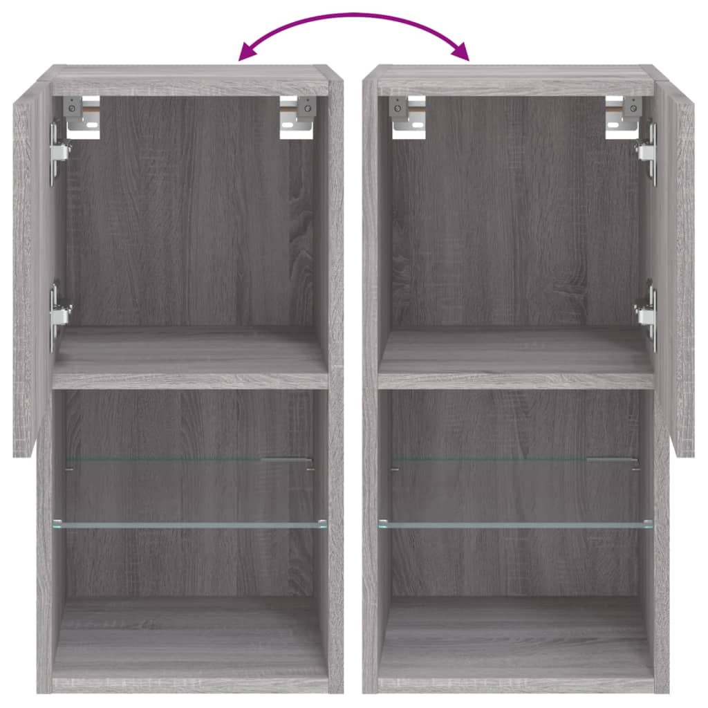 Έπιπλα Τηλεόρασης με LED 2 τεμ. Γκρι Sonoma 30,5x30x60 εκ. - Pakobazaar